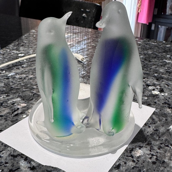 🐧 ❄️Vintage Party Lite Frosted Glass Penguin Tea Light Holder - P7196 ❄️🐧 - Picture 14 of 14
